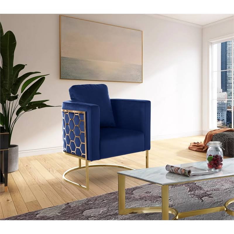 Navy Velvet Gold Chair E547813