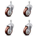 Maroon Poly Swivel Caster Set of 4 with 10mm Stem U122