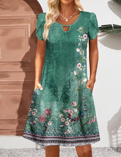 Casual A-Line Floral Mini Dress with Pockets N2666