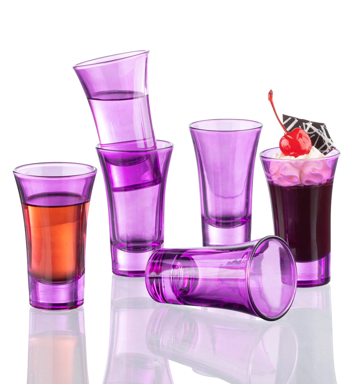 Purple 2 Oz Set of 6 Colored Shot Glasses B18270