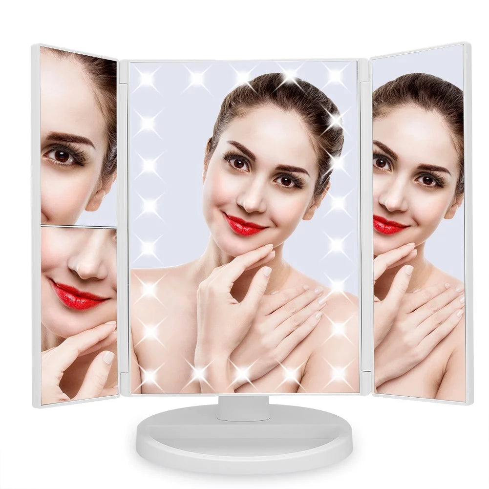 Trifold Lighted Makeup Vanity Mirror with 2X/3X Magnification X223025