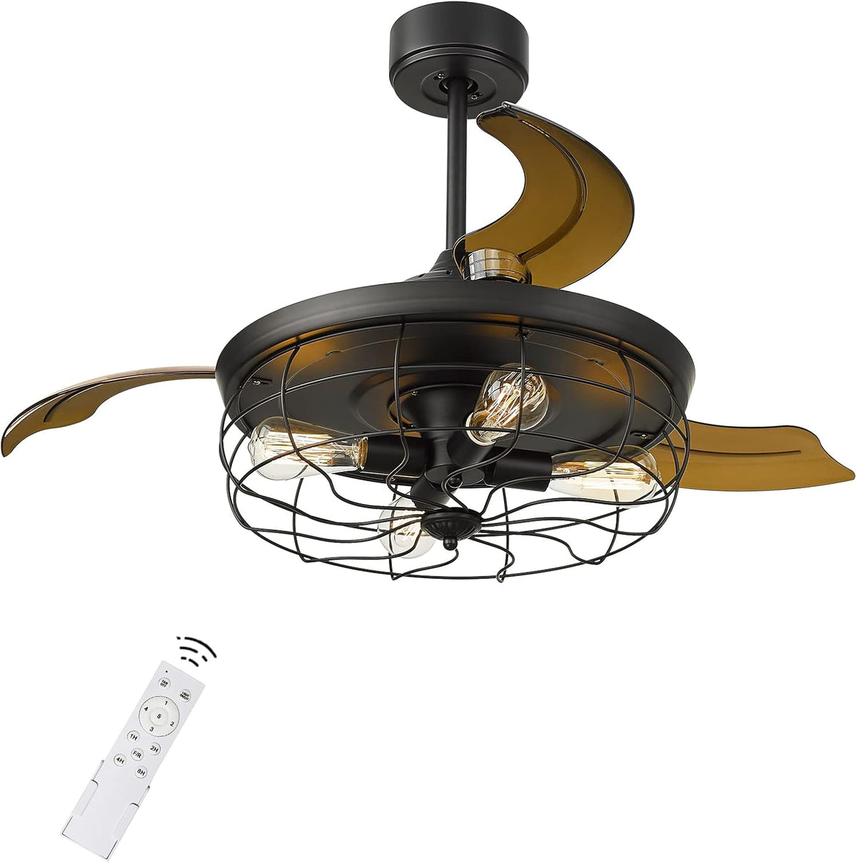 Retractable Ceiling Fan with Light and 3 Reversible Blades W256