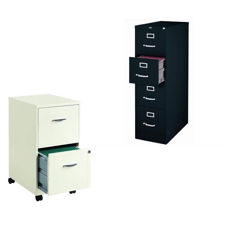 Black 4 Drawer and White Mobile File Cabinet T46575