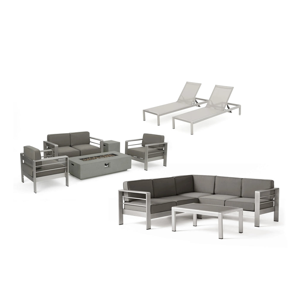 Outdoor Sofa and Chat Set with Lounges and Firepit E185123