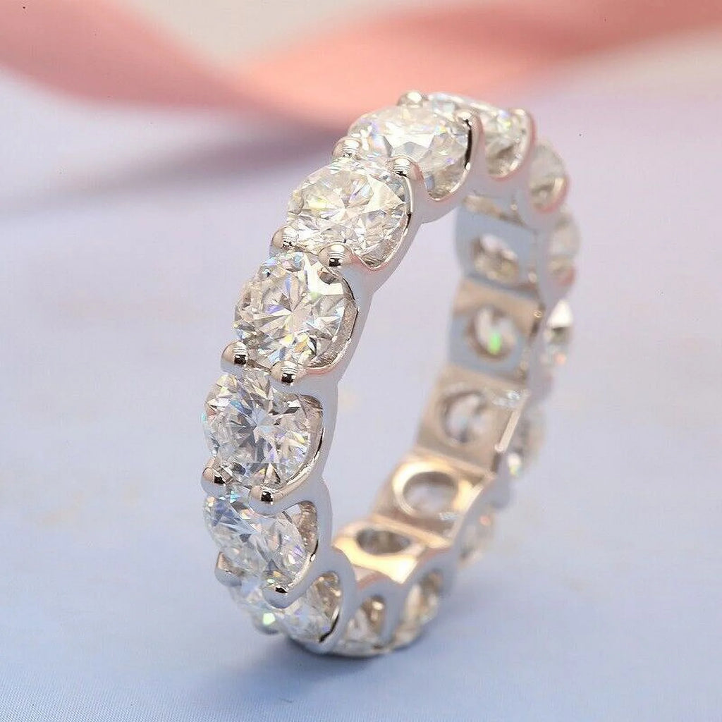 14K White Gold Plated Moissanite Eternity Band Ring G861246