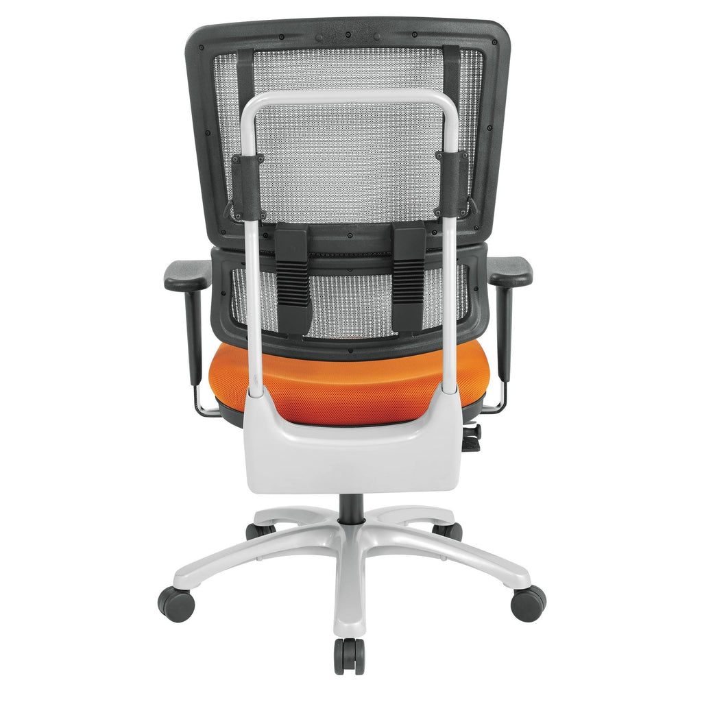 Grey Mesh Back Chair with Silver Base, Orange B302