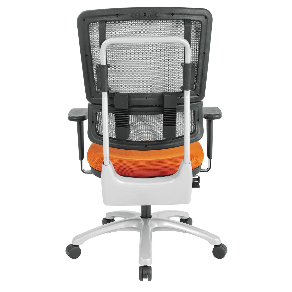 Grey Mesh Back Chair with Silver Base, Orange B302