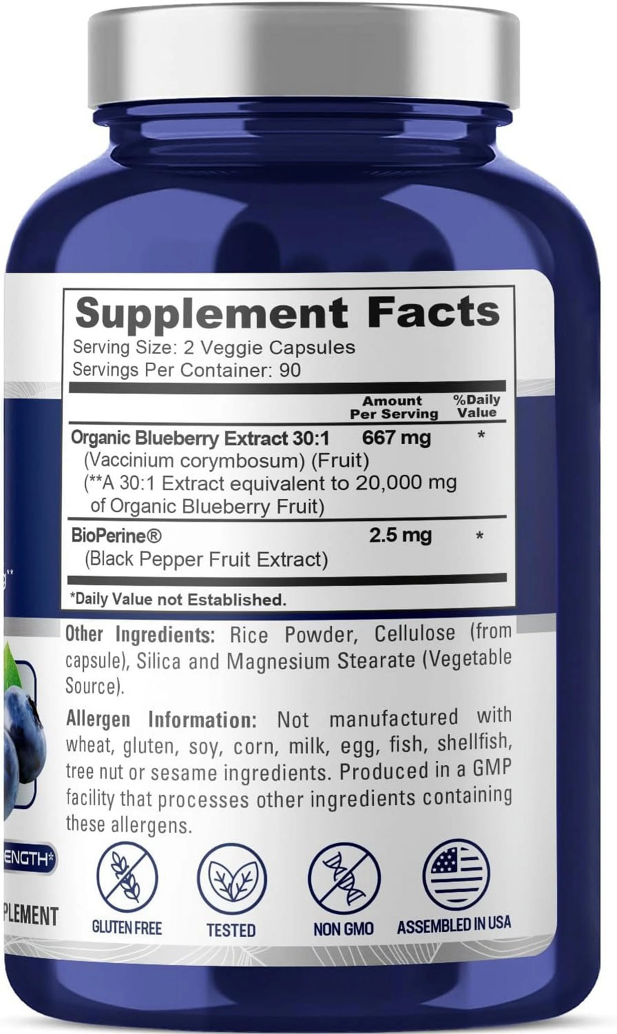 Blueberry Concentrate 20,000mg 180 Veggie Capsules Z372