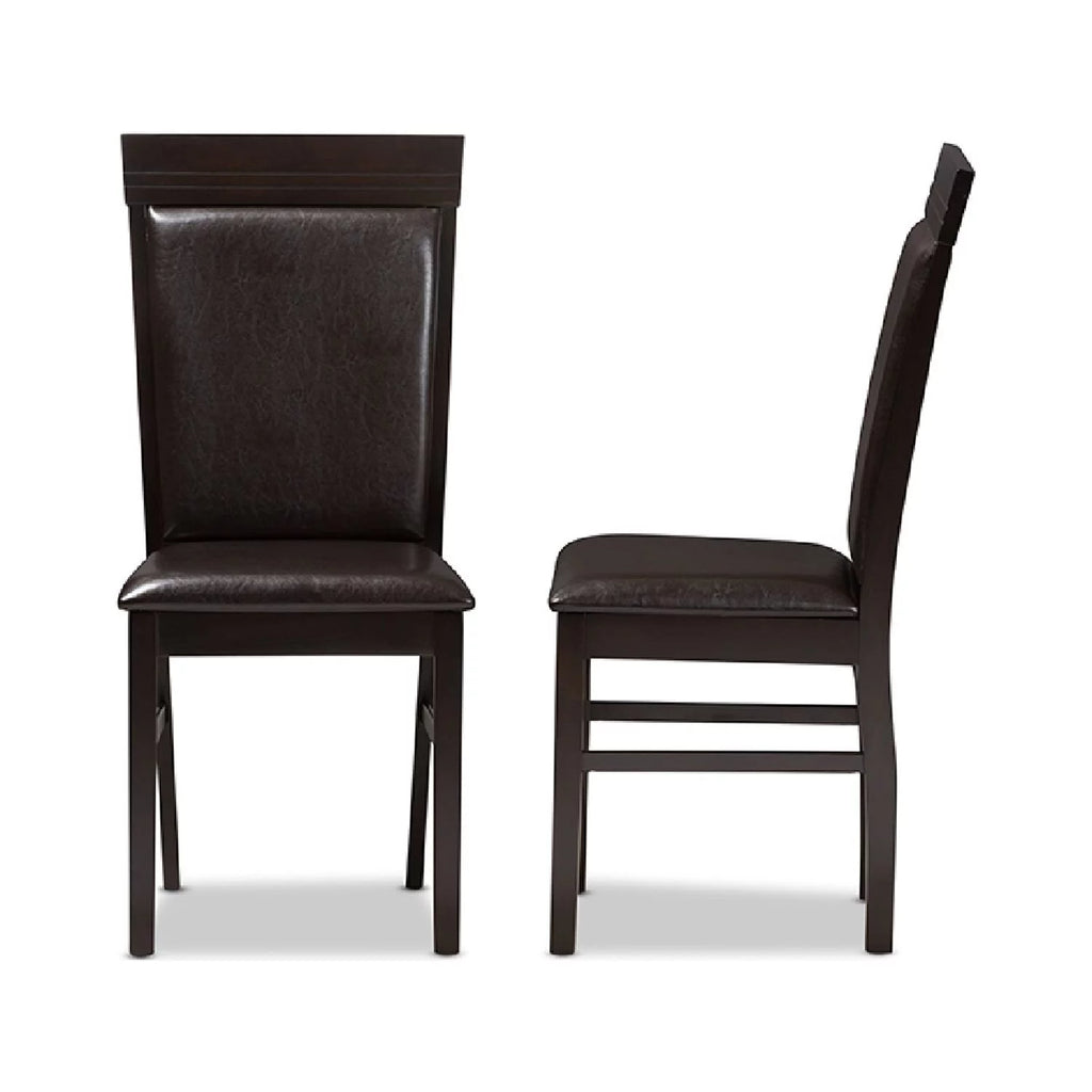 Dark Brown Faux Leather Dining Chair Set of 2 A68572
