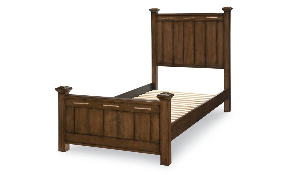 Twin Low Post Bed in Cabin Brown W403