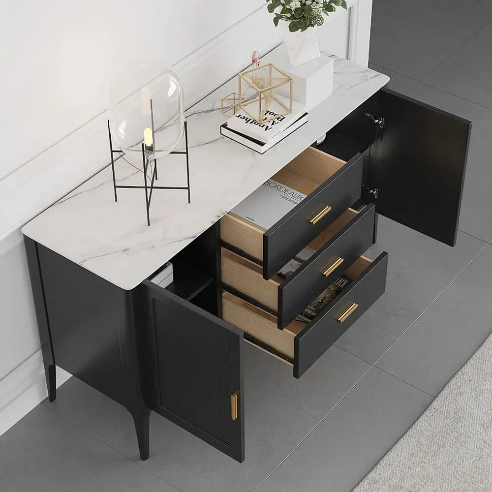 Black Sideboard Buffet with Sintered Stone Top F186