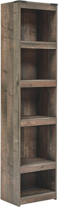 Rustic Entertainment Center Pier Bookcase with 3 Adjustable Shelves, Natural Brown I8303