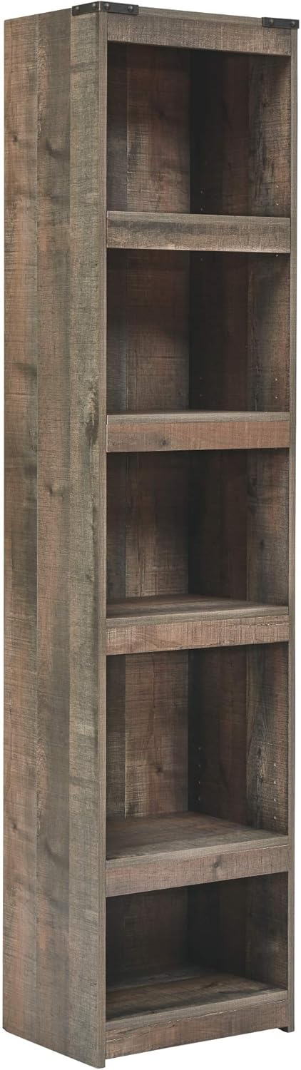 Rustic Entertainment Center Pier Bookcase with 3 Adjustable Shelves, Natural Brown I8303