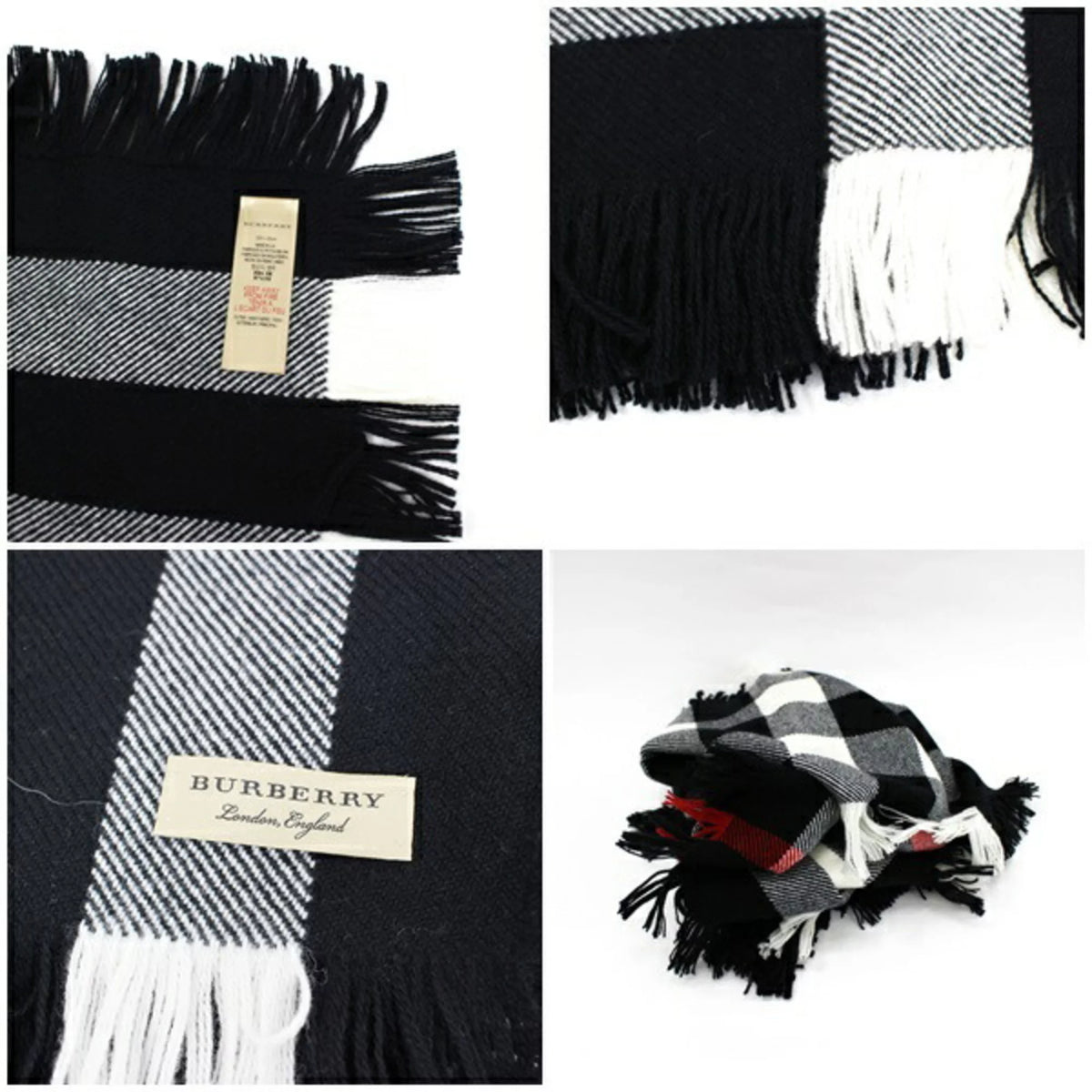 Wool Muffler Mega Plaid White Black Q58691