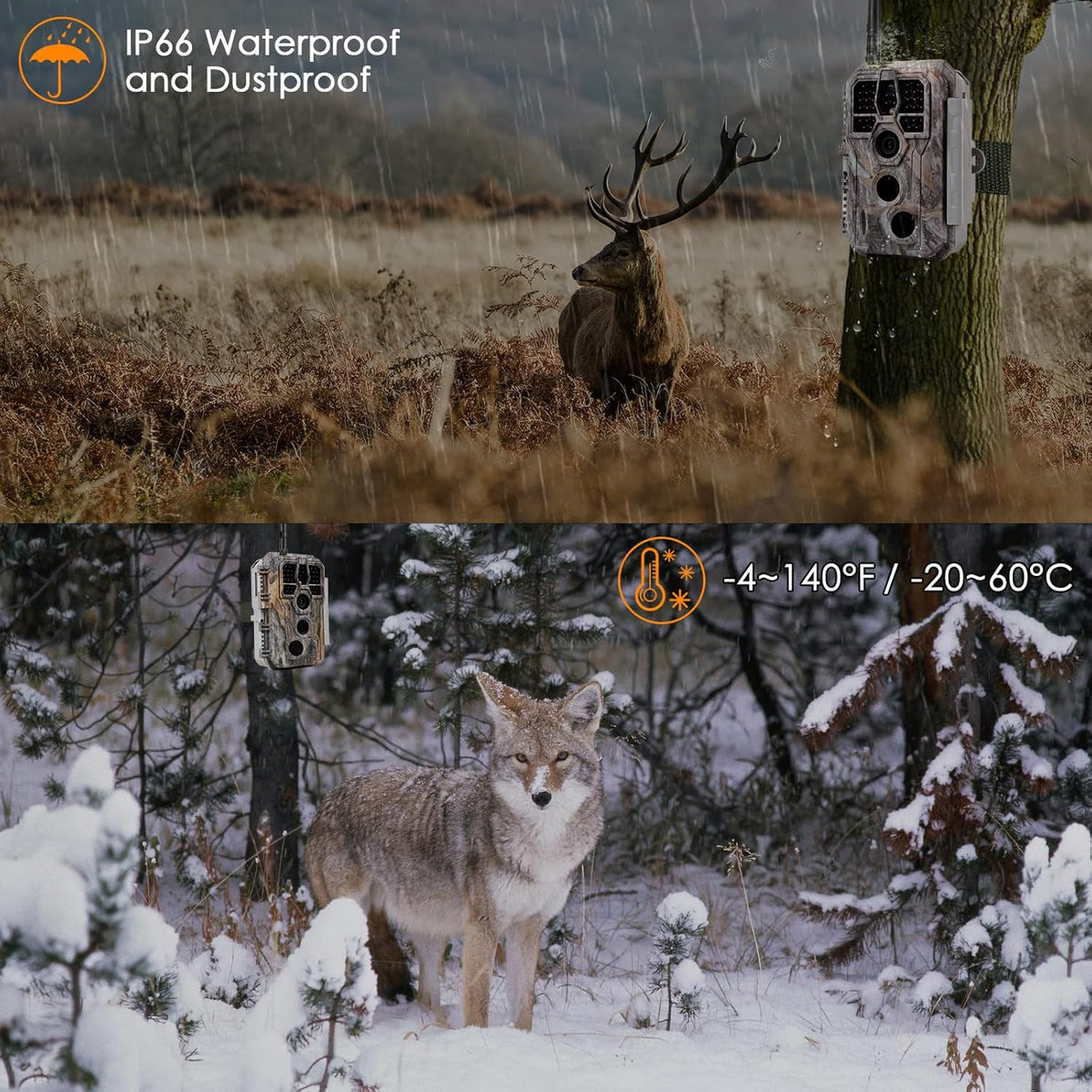 Bluetooth WiFi Deer & Trail Game Camera 32MP 1296P No Glow Night Vision Waterproof F577046