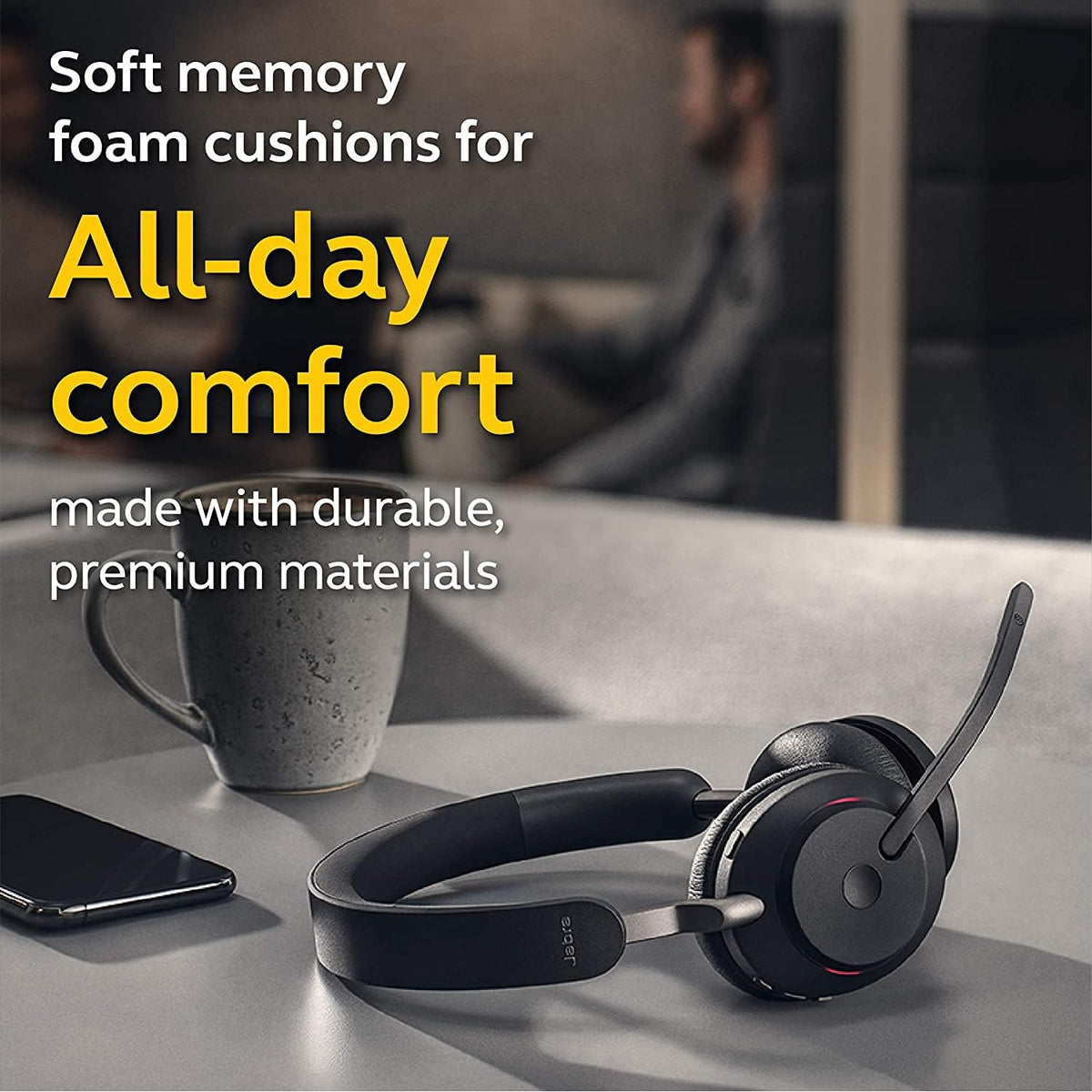 Black Stereo Wireless Bluetooth Headset with Passive Noise Cancelling Headphones Z497205