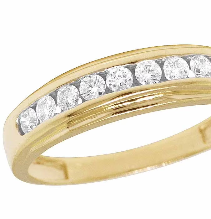 14K Yellow Gold Diamond Channel Wedding Band Ring 5MM P33542