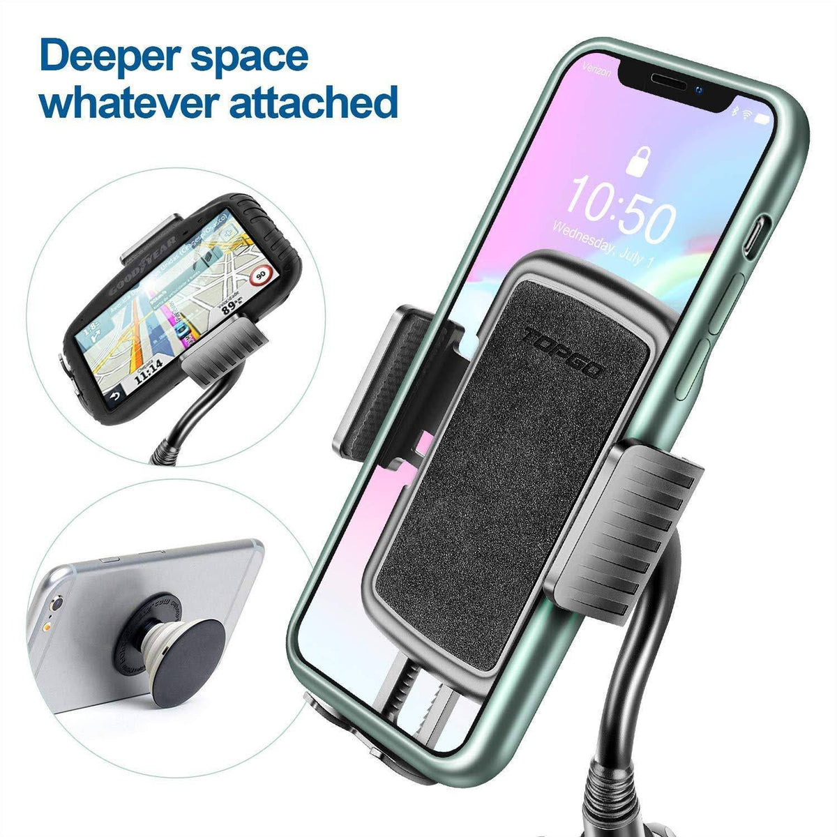Adjustable Gooseneck Car Cup Holder Phone Mount A2205