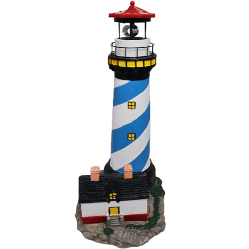 18" Solar Lighthouse with Rotating Beacon, Waterproof Outdoor Garden Decor (Black) X325