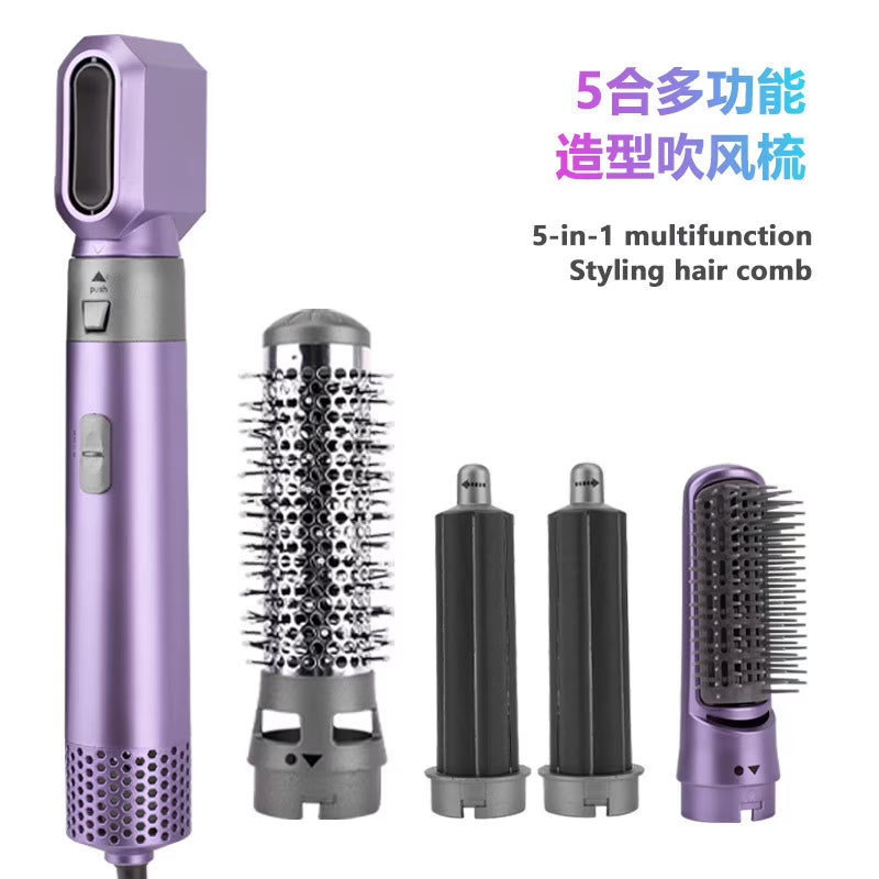 Purple 5-in-1 Electric Hair Dryer Brush with Detachable Brush Heads K9232