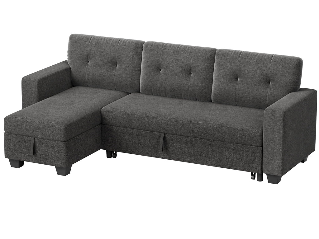78.3'' W Convertible L-Shape Sofa with Storage Chaise and Pull-out Sofa Bed, Gray C503384