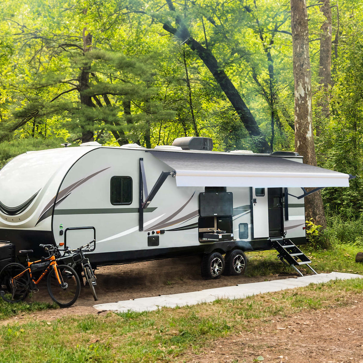 Retractable Motorized 20'X8' RV Patio Canopy Awning Black O9711