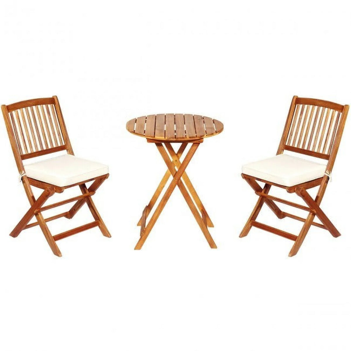 3-Piece Wooden Bistro Set with Cushioned Chairs R19248