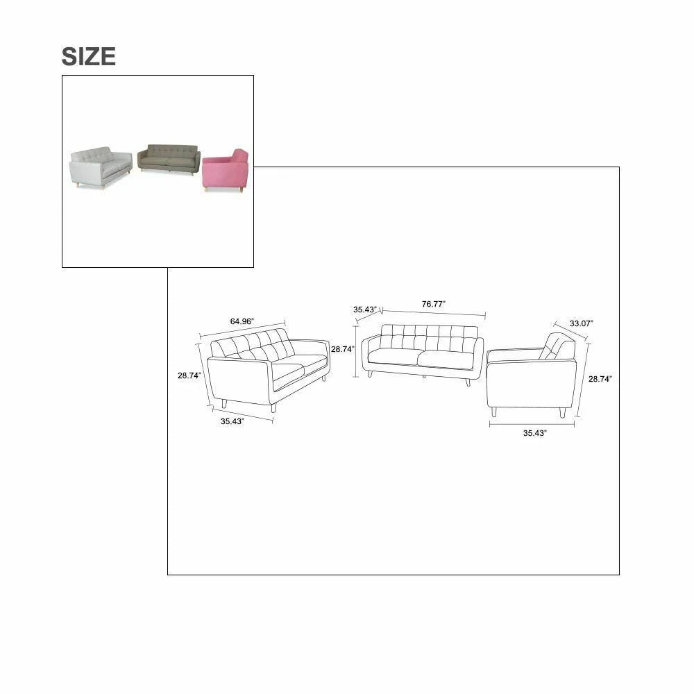 3 PCS Linen Sofa Set O2228