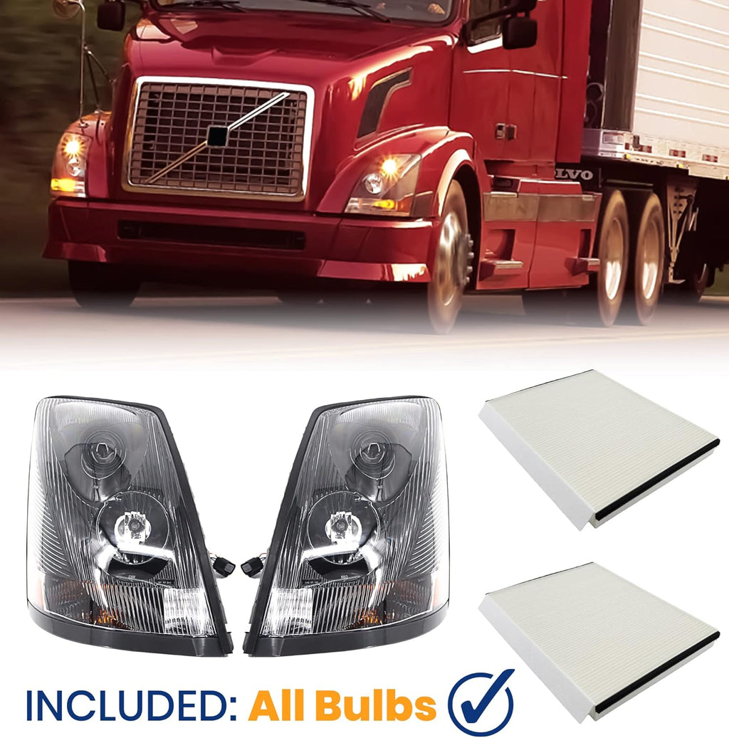 Headlight Pair with Cabin Air Filters for Volvo VN/VNL P1729