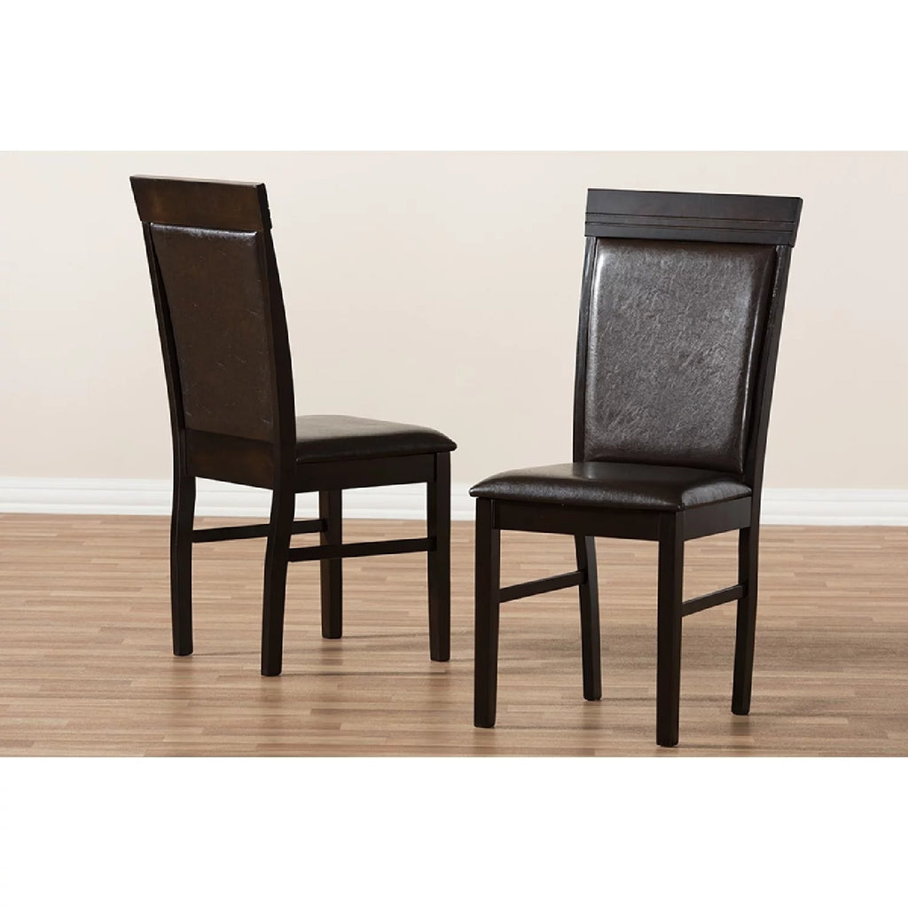 Dark Brown Faux Leather Dining Chair Set of 2 A68572