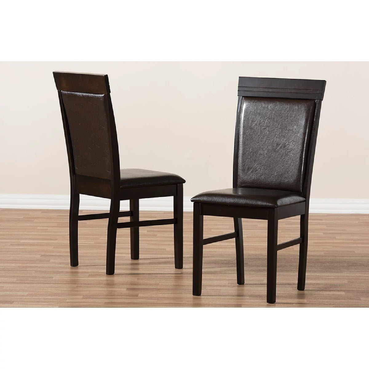 Dark Brown Faux Leather Dining Chair Set of 2 A68572