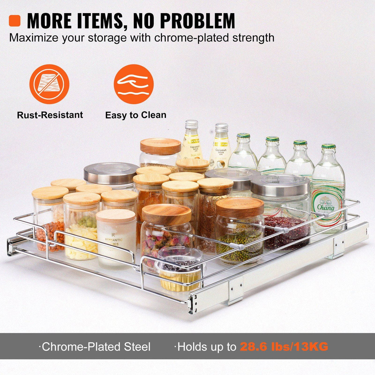 Chrome Steel Pull Out Cabinet Organizer O244288