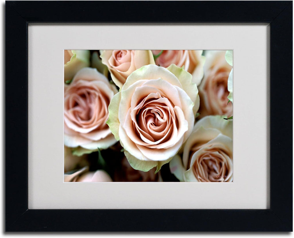 Pale Pink Roses Canvas Artwork in Black Frame, 16 by 20-Inch O7459