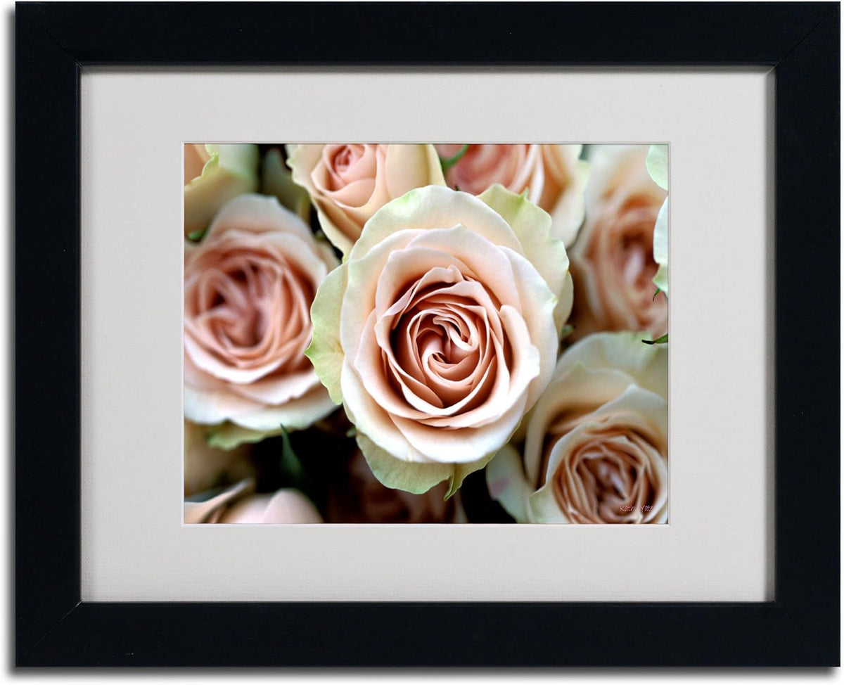 Pale Pink Roses Canvas Artwork in Black Frame, 16 by 20-Inch O7459