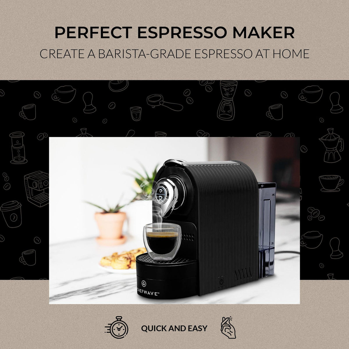 Espresso Machine for Nespresso Capsules with Holder and Cups D25741