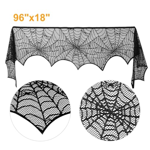 Black Lace Spider Web Mantle Scarf O568885