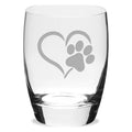 Paw Print Heart Double Old Fashion Glass B27698