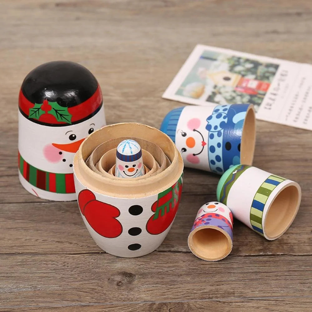 5 Pcs Wooden Handmade Matryoshka Nesting Dolls Stacking Doll Set C591