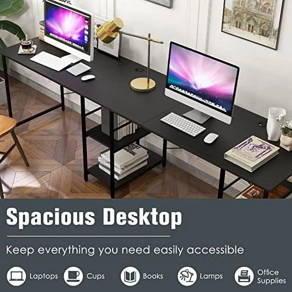 L-Shaped Convertible Computer Desk with 4-Tier Shelves W88728
