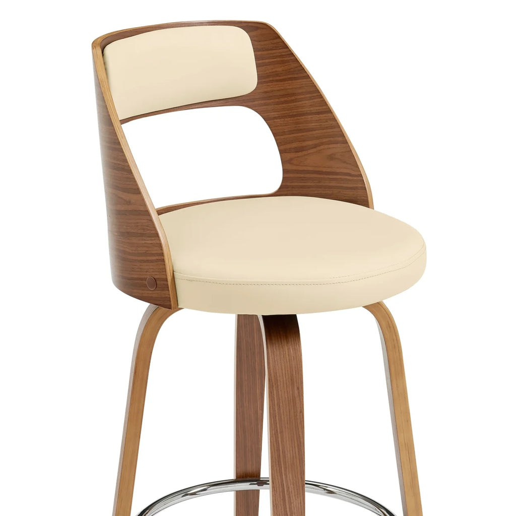 Cream Swivel Counter Stool with Wooden Back K100