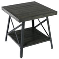 Antique Gray and Steel Gray Solid Wood Top End Table C4052