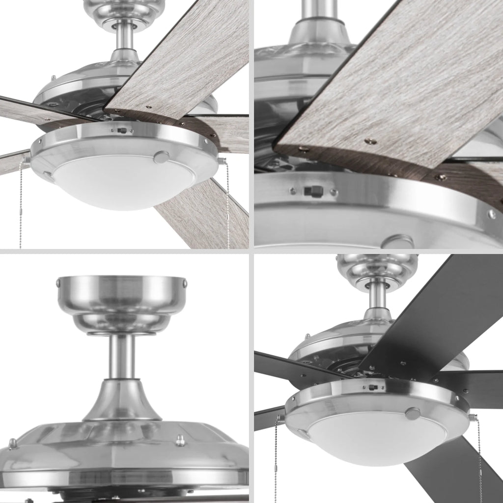52" Satin Nickel Ceiling Fan with Light E515