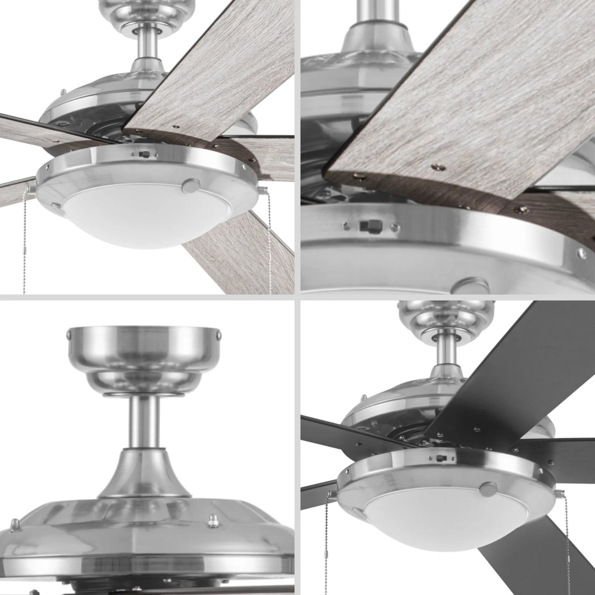 52" Satin Nickel Ceiling Fan with Light E515