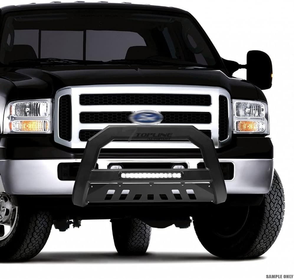 Matte Black Aluminum LED Light Bar Front Bumper Guard With Skid Plate D5333