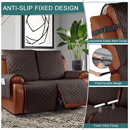 Khaki 3 Seater Recliner Sofa Cover with Elastic Straps P49723