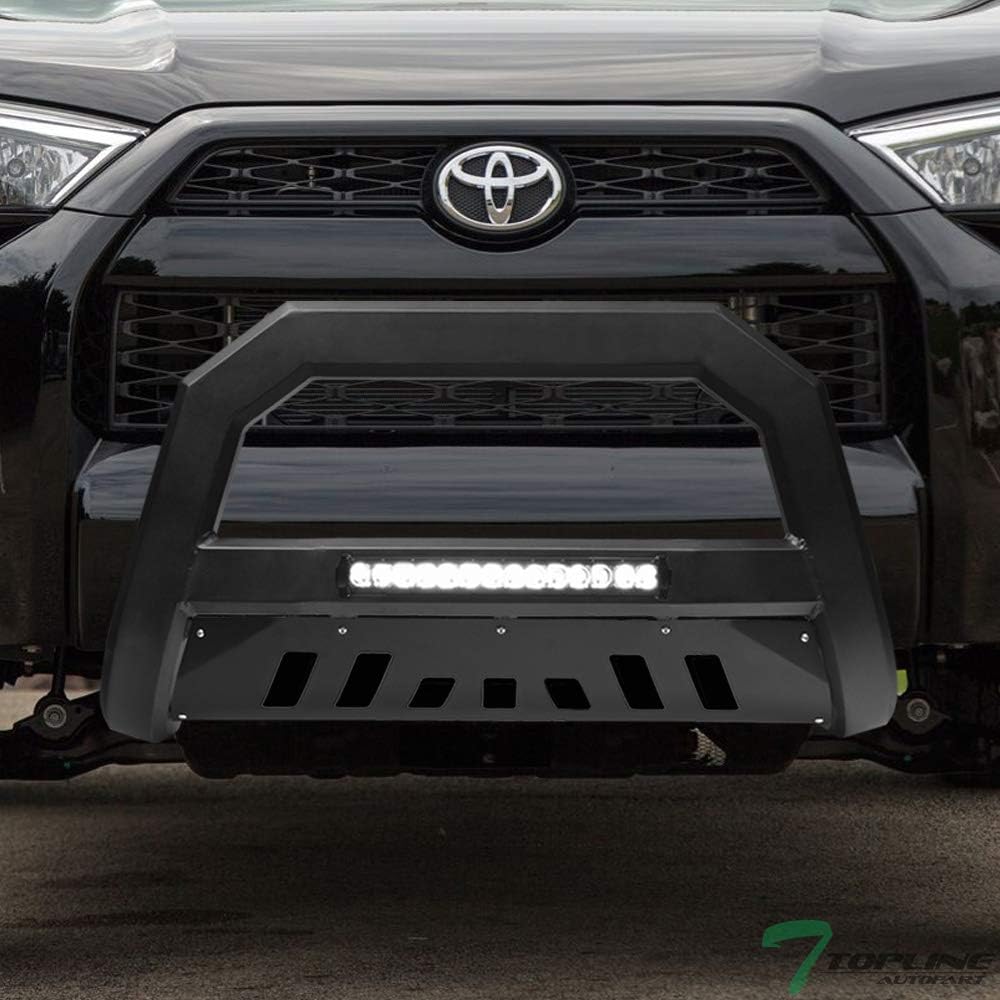 Matte Black Aluminum LED Light Bar Front Bumper Guard With Skid Plate D5333
