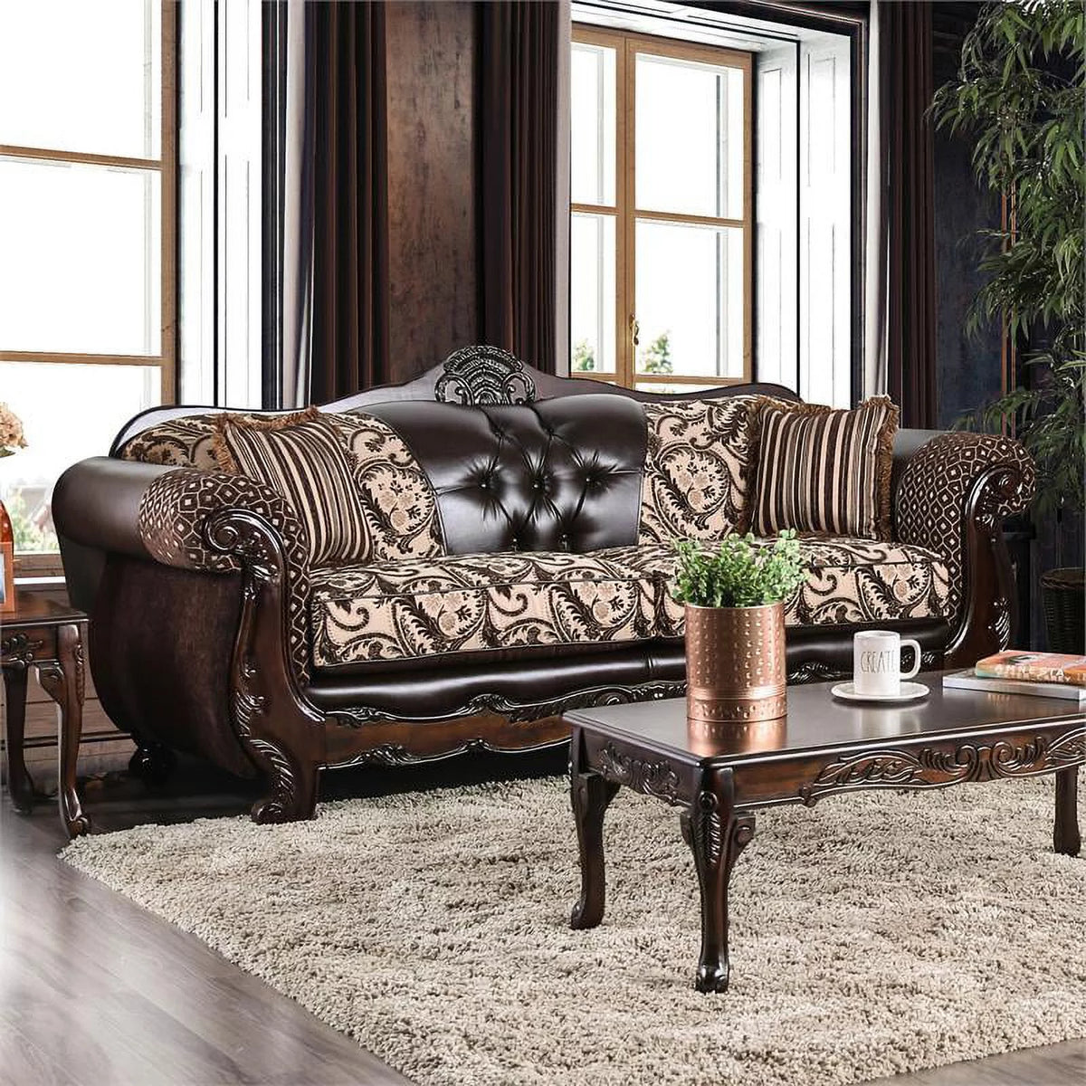 Brown Faux Leather 2-Piece Sofa Set C61204