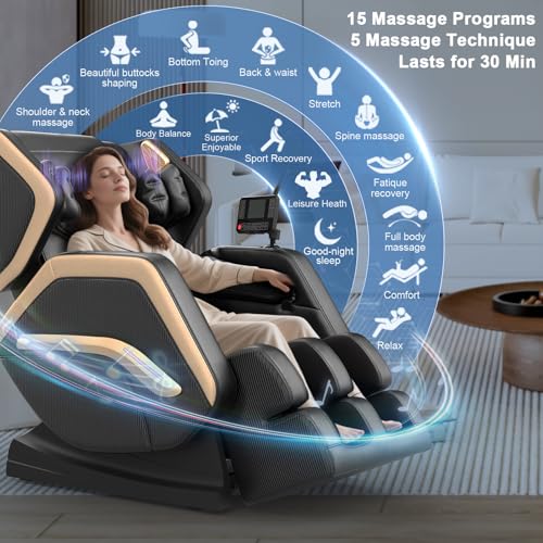Zero Gravity Massage Chair with 10 Fixed Rollers, Heating, Bluetooth Speaker I81282