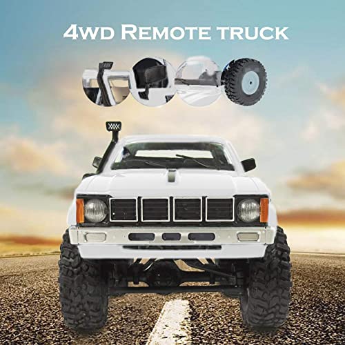 RC Crawler 4x4 Remote Control Rock Crawler Pickup Truck with Led Light, 2.4 Ghz 1/16 Scale All Terrain Car Brushed RTR U245601