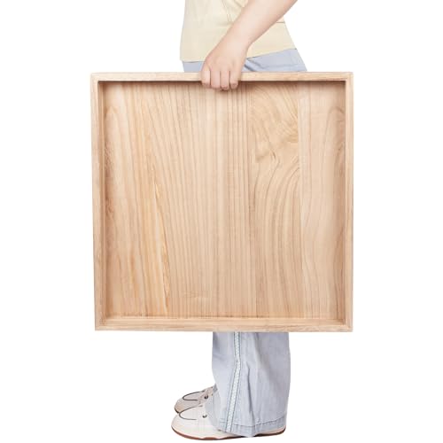 Large Square Rustic Wood Serving Tray 24 x 24 H788946